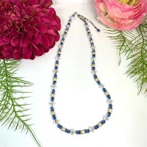 VINTAGE⚜️Freshwater Pearl & Crystal Beaded Sterling Silver Necklace